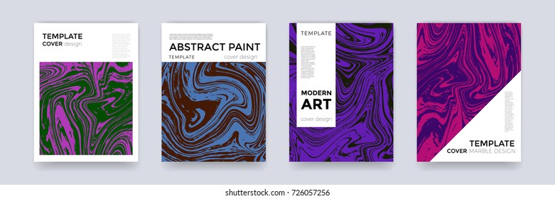 Abstract color splash or marble design texture template background set for banner, poster or magazine cover background. Vector marbling texture creative watercolor art pattern gradient backdrop.