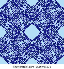 Abstract color splash, seamless pattern. Spray paint on a blue background.
