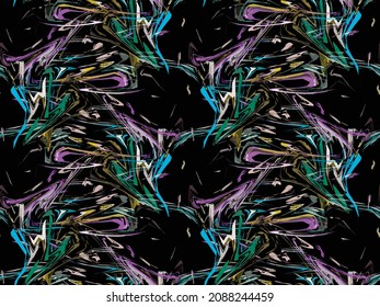 Abstract color splash, seamless pattern. (NO TRANSPARENCY) Spray paint on a dark background.