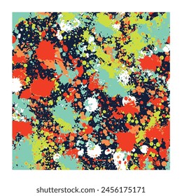Salpicadura de color Abstractas, patrón de Vector sin fisuras. Pulverizar sobre un fondo oscuro.
