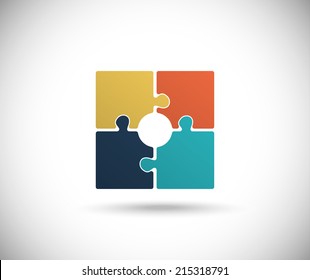 Abstract color square built of puzzle pieces