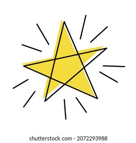 Abstract color star as line drawing on white background. Vector