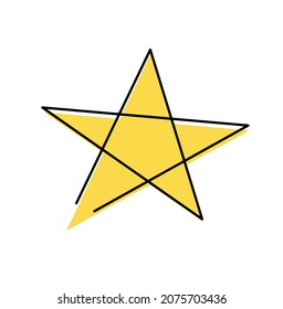 Abstract color star as line drawing on white background. Vector