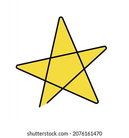 Abstract color star as line drawing on white background. Vector