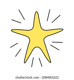 Abstract color star as line drawing on white background. Vector