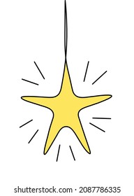 Abstract color star as line drawing on white background. Vector