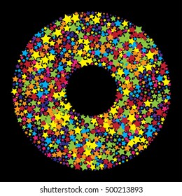 abstract color stars shape vector design in ring circle