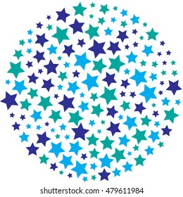 abstract color stars vector design in circle