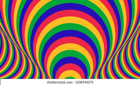 Abstract color striped background. Hypnotic trance texture. Op art multicolored abstraction. Psychedelic illusive illustration.