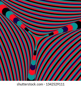 Abstract color striped background. Hypnotic trance texture. Op art multicolored abstraction. Psychedelic illusive illustration.