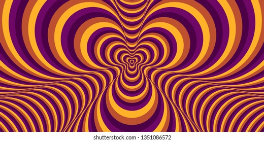 Abstract color striped background. Hypnotic trance texture. Op art multicolored abstraction. Psychedelic illusive illustration.