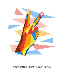 abstract color style pop art form two fingers hand