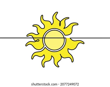 Abstract color sun as line drawing on white background. Vector