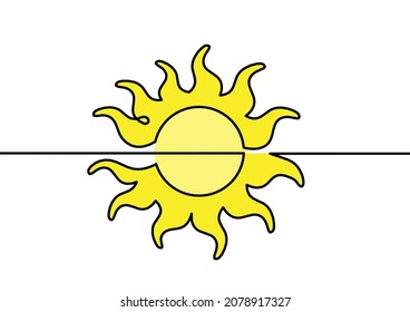 Abstract color sun as line drawing on white background. Vector