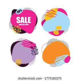 Abstract color template banner set. Design elements for web, art, postcard, banner, poster, t-shirt design. Abstract set brush splash art. 