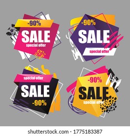 Abstract color template banner set. Design elements for web, art, postcard, banner, poster, t-shirt design. Abstract set brush splash art. 