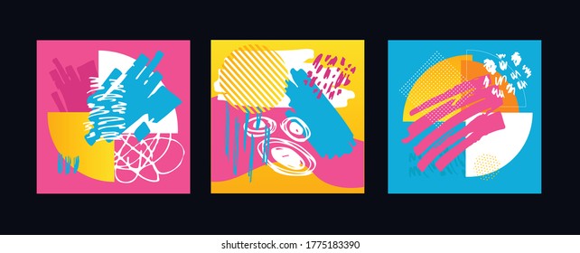 Abstract color template banner set. Design elements for web, art, postcard, banner, poster, t-shirt design. Abstract set brush splash art. 