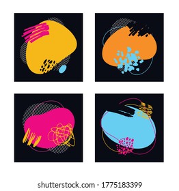 Abstract color template banner set. Design elements for web, art, postcard, banner, poster, t-shirt design. Abstract set brush splash art. 