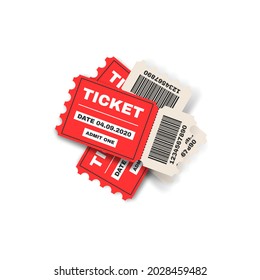 Abstract Color Ticket For Cinema Theater Concert With Shadow Vector Design Style Isolated On White Background