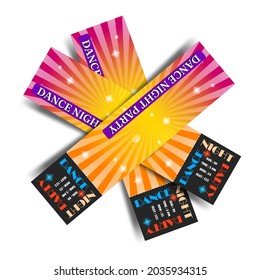 Abstract Color Ticket For Cinema Theater Concert With Shadow Vector Design Style Isolated On White Background Dance Night Party