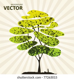 Abstract color tree background green. Vector illustration