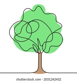 Árbol de color abstracto como dibujo de línea sobre el fondo blanco. Vector