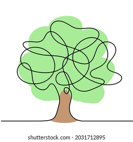 Abstract color tree as line drawing on the white background. Vector