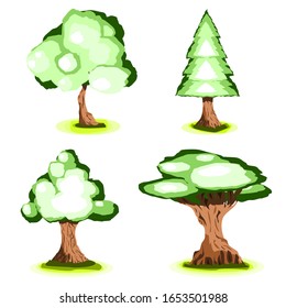 Abstract Color Tree Vector Collection