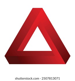 The abstract color triangle overlap on a white background. The Penrose triangle.