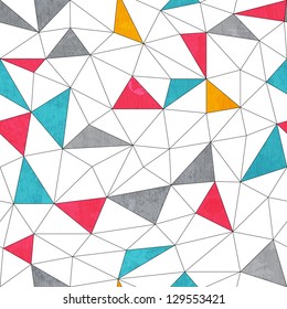 abstract color triangle seamless pattern with grunge effect