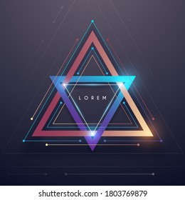 Abstract color triangle shape frame template