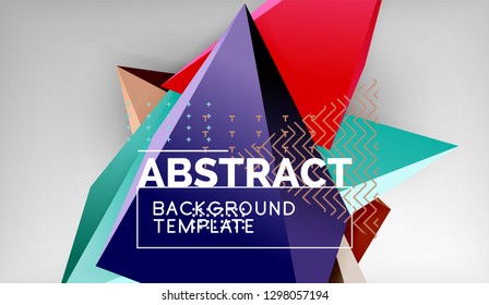 Abstract color triangles geometric background. Mosaic triangular low poly style. Vector illustration