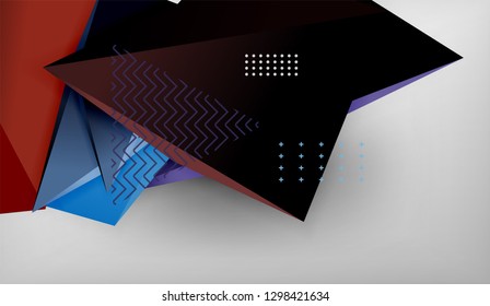 Abstract color triangles geometric background. Mosaic triangular low poly style. Vector illustration