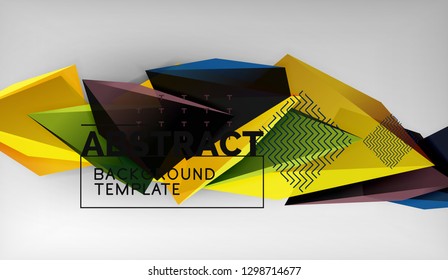 Abstract color triangles geometric background. Mosaic triangular low poly style. Vector illustration
