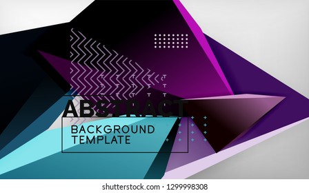 Abstract color triangles geometric background. Mosaic triangular low poly style. Vector illustration