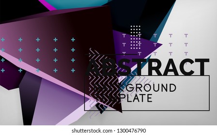 Abstract color triangles geometric background. Mosaic triangular low poly style. Vector illustration