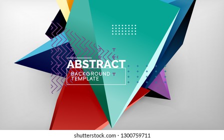 Abstract color triangles geometric background. Mosaic triangular low poly style. Vector illustration