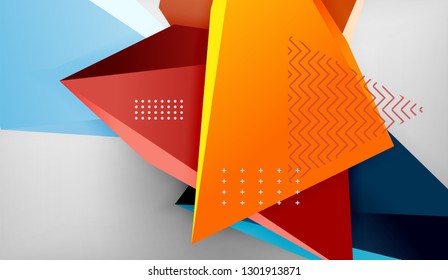 Abstract color triangles geometric background. Mosaic triangular low poly style. Vector illustration
