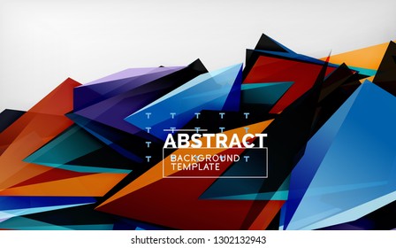 Abstract color triangles geometric background. Mosaic triangular low poly style. Vector illustration
