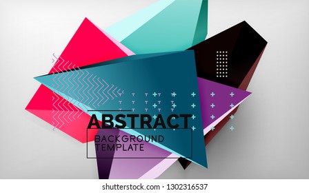 Abstract color triangles geometric background. Mosaic triangular low poly style. Vector illustration