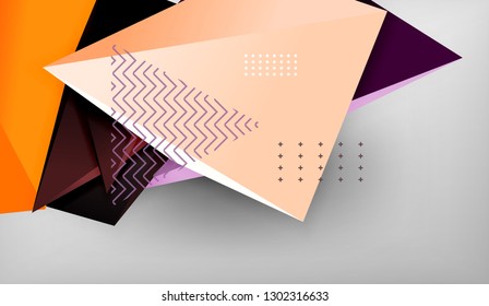 Abstract color triangles geometric background. Mosaic triangular low poly style. Vector illustration