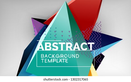 Abstract color triangles geometric background. Mosaic triangular low poly style. Vector illustration