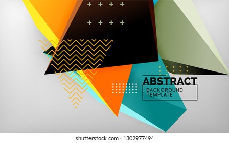 Abstract color triangles geometric background. Mosaic triangular low poly style. Vector illustration