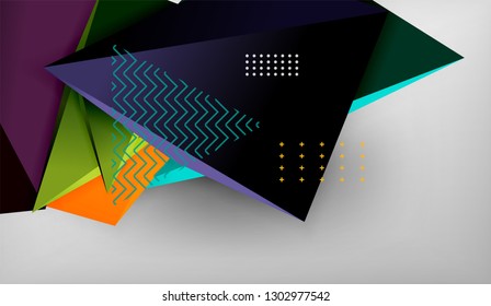 Abstract color triangles geometric background. Mosaic triangular low poly style. Vector illustration