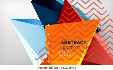 Abstract color triangles geometric background. Mosaic triangular low poly style. Vector illustration