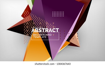 Abstract color triangles geometric background. Mosaic triangular low poly style. Vector illustration