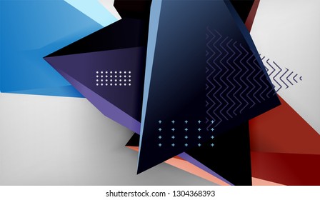 Abstract color triangles geometric background. Mosaic triangular low poly style. Vector illustration