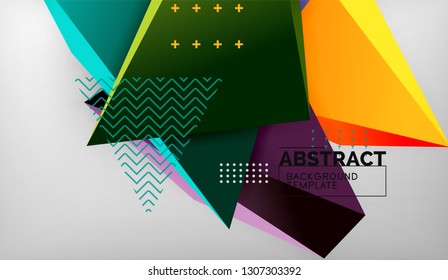 Abstract color triangles geometric background. Mosaic triangular low poly style. Vector illustration