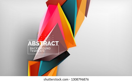 Abstract color triangles geometric background. Mosaic triangular low poly style. Vector illustration