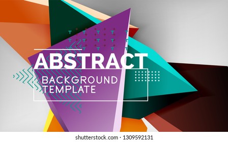 Abstract color triangles geometric background. Mosaic triangular low poly style. Vector illustration